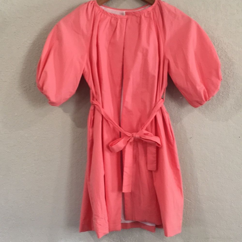 NEW Babychi Girls Sz 8-10Y Organic Coral Puff Sleeve Robe VIC Belt‎ 100% Cotton